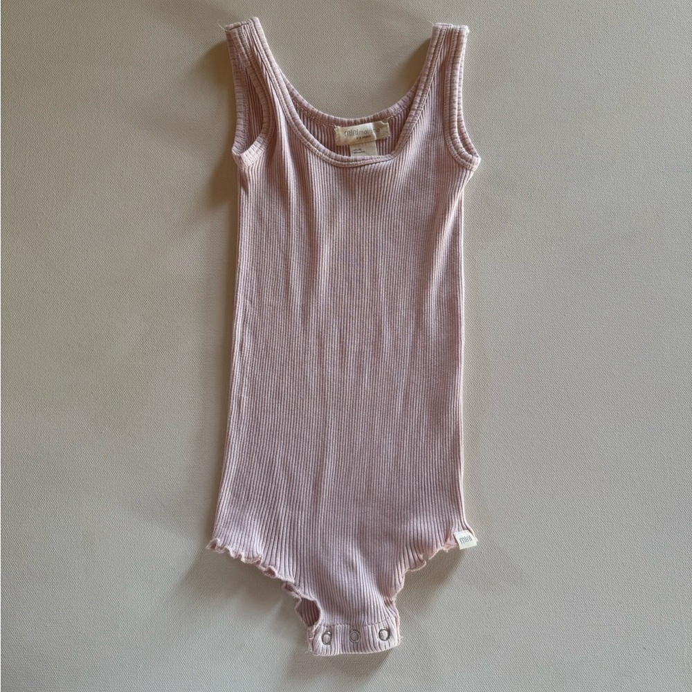 Minimalisma light pink ribbed sleeveless one piece with baby hem 2-3 years